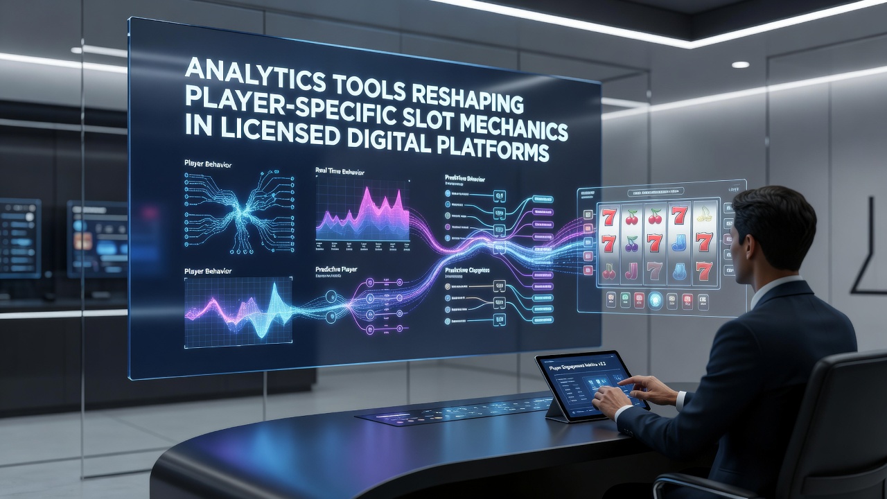 Close-up view of real-time analytics adjusting slot reel mechanics for individual players