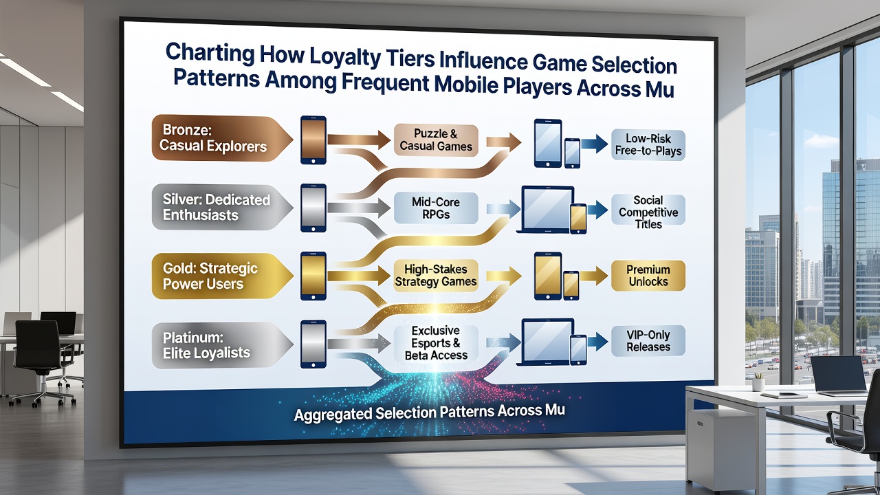 Data visualization showing loyalty tier progression and corresponding game type selections by mobile users