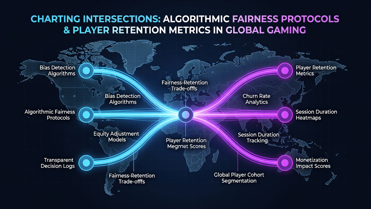 Analytics dashboard displaying retention curves overlaid with fairness protocol compliance scores for digital table platforms