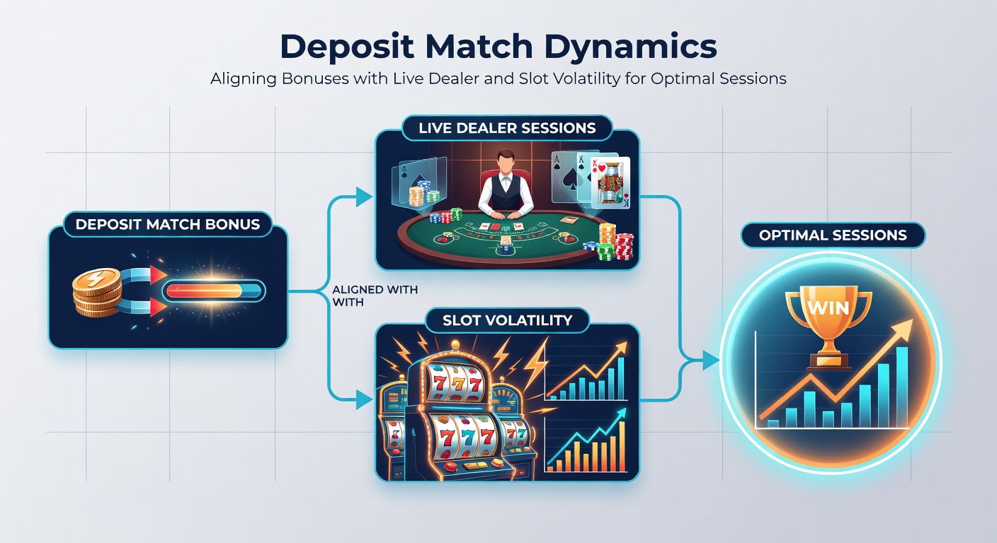 Live dealer blackjack table with overlaid graphics showing volatility metrics and a active deposit match bonus tracker