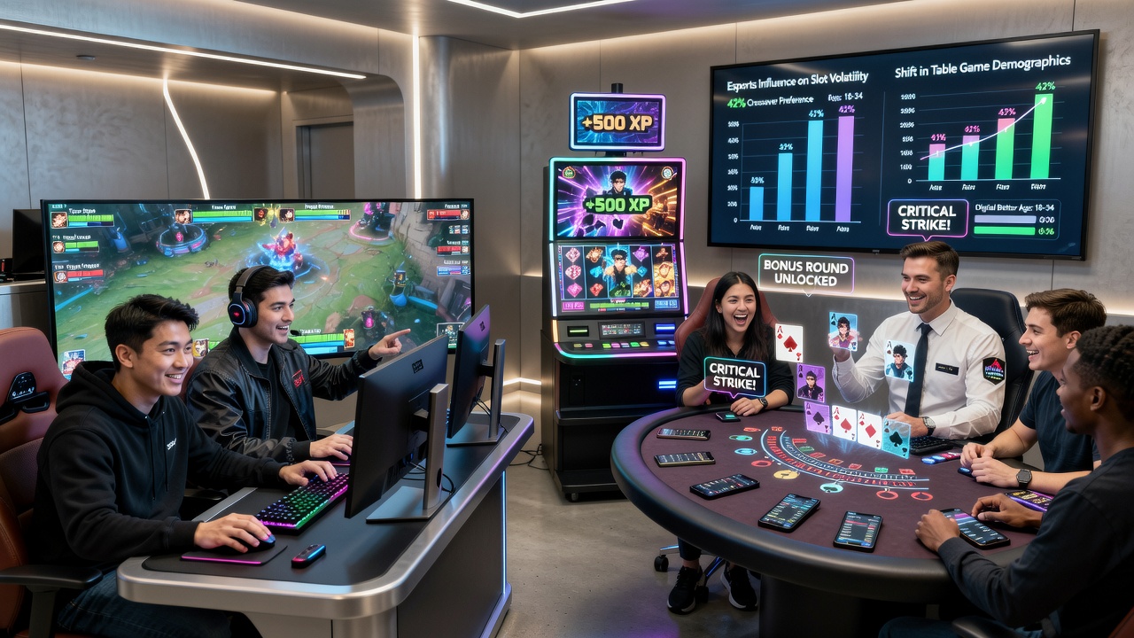 Analytics dashboard showing esports-linked bettor activity across slot and table game categories