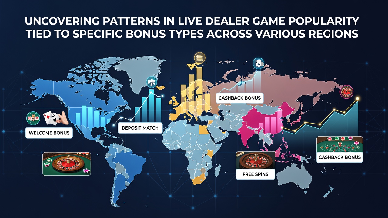 Global map showing regional differences in live dealer game selections and bonus preferences